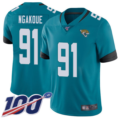 Men Nike Jacksonville Jaguars 91 Yannick Ngakoue Teal Green Alternate Stitched NFL 100th Season Vapor Limited Jersey